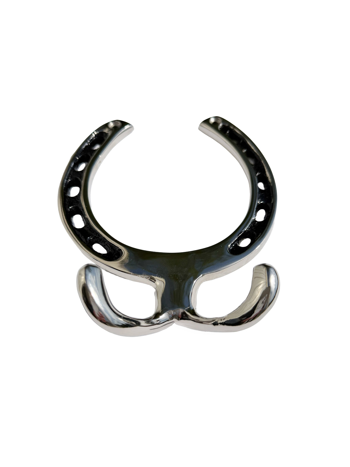 Huntley Equestrian Silver Horseshoe Wall Hook Rack-2 Hook Equestrian Home and Barn Decor