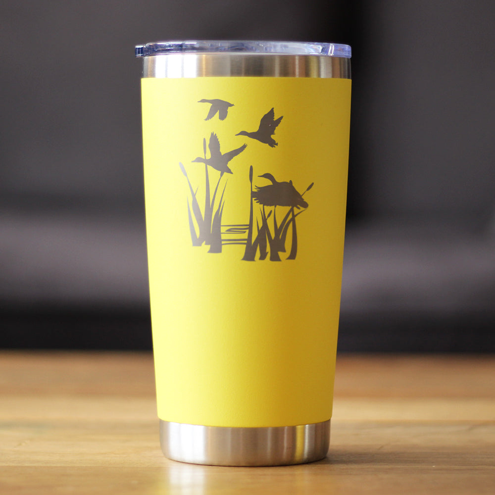Duck Pond - Insulated Coffee Tumbler Cup with Sliding Lid - Stainless Steel Travel Mug - Unique Duck Gifts for Women and Men