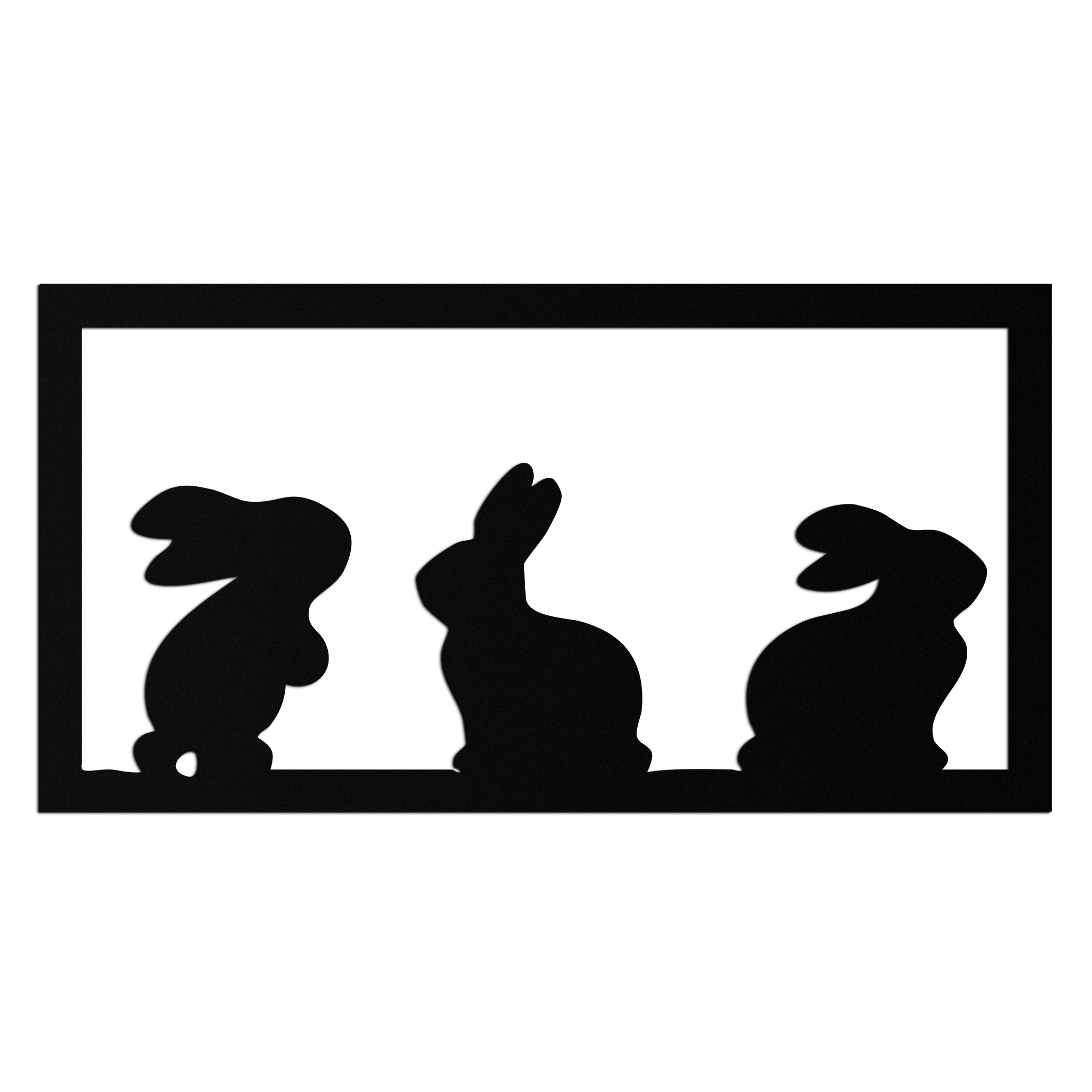 Three Bunny Silhouette Metal Wall Art – Minimalist Black Animal Decor for Nursery and Home- KAF551