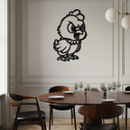 Angry Chick Metal Wall Art – Cartoon Chicken Silhouette Wall Decor-KAF618
