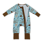 Little cowboy bull skull western baby boy zipper romper