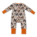 Plaid bow candy corn baby Halloween zipper romper