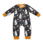 Long sleeves ghost candy corn boy Halloween romper