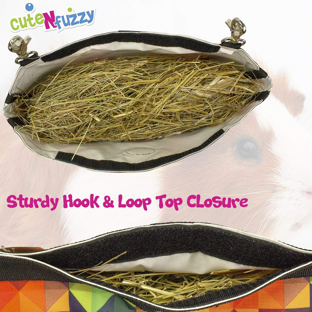 CuteNfuzzy 3-Opening Hay Bag for Rabbits, Guinea Pigs & Chinchillas – Large 15" x 15" x 5"