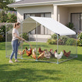 Large Metal Chicken Coop 9.8 x 6.7 Ft with Waterproof Cover