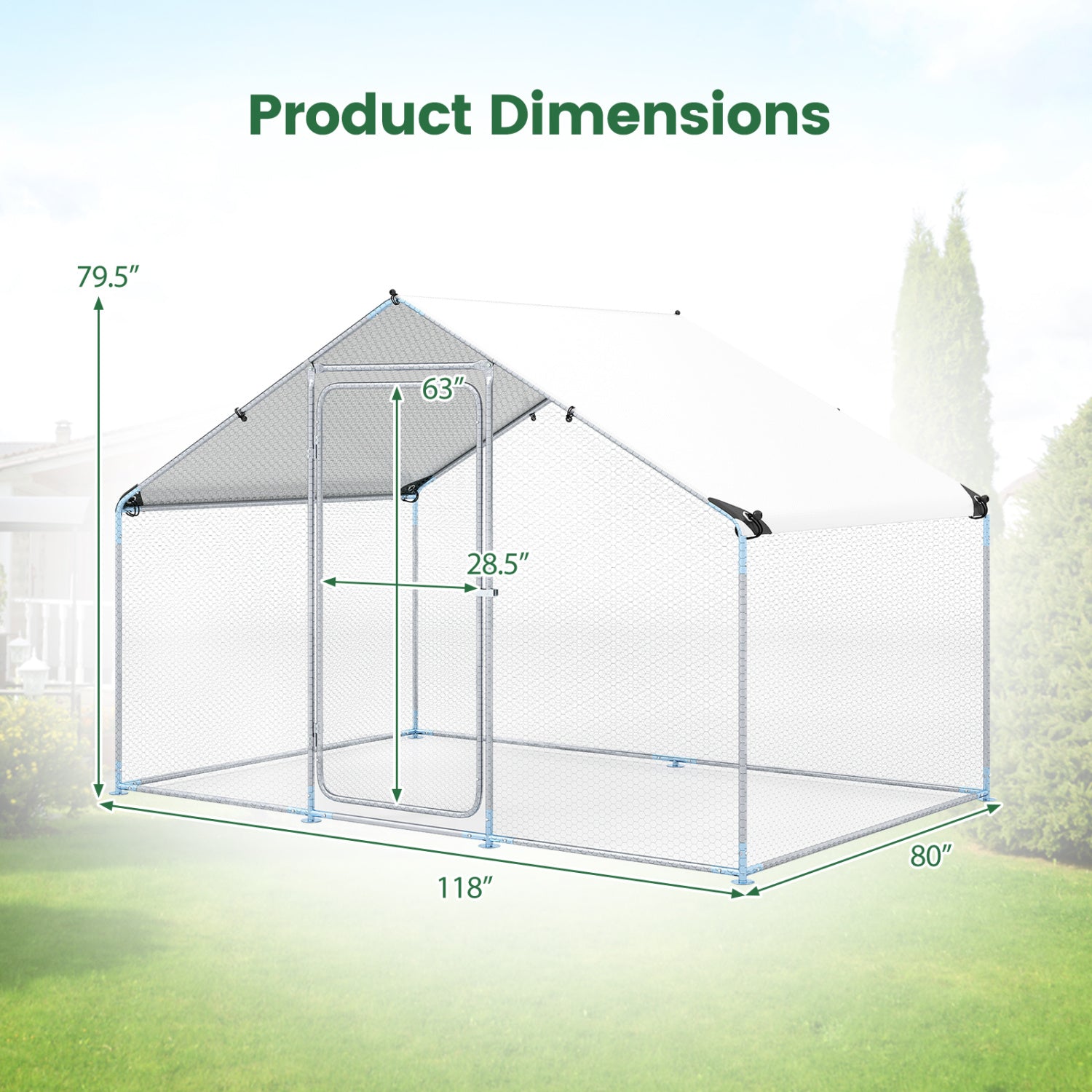 Large Metal Chicken Coop 9.8 x 6.7 Ft with Waterproof Cover