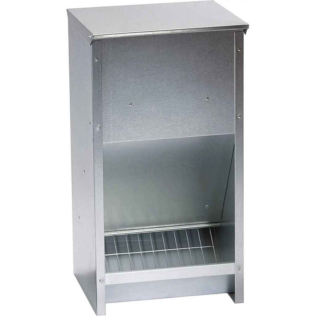 Little Giant Galvanized Steel Poultry Feeder 25 lb High Capacity Wall Mount