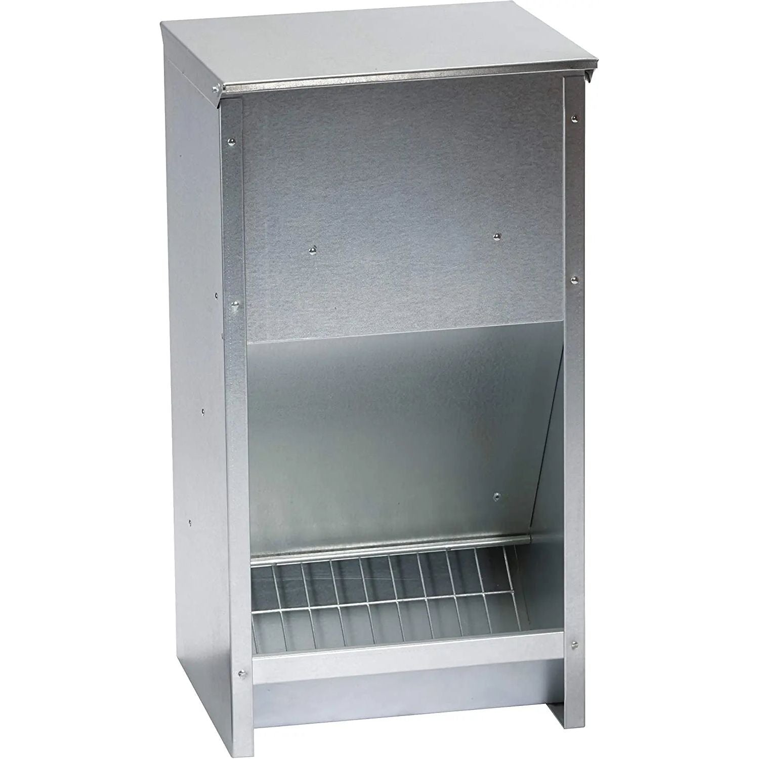 Little Giant Galvanized Steel Poultry Feeder 25 lb High Capacity Wall Mount