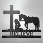 Kneeling Cowgirl Monogram - Steel Sign