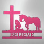 Kneeling Cowgirl Monogram - Steel Sign
