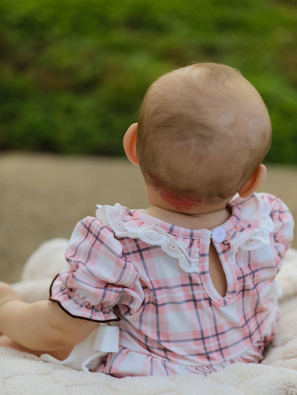 Western Horse Embroidered Smocked Plaid Baby Girl Romper