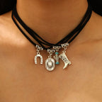 Western Denim Female Style Retro Boots Jewelry Set