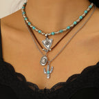Western Denim Female Style Retro Boots Jewelry Set