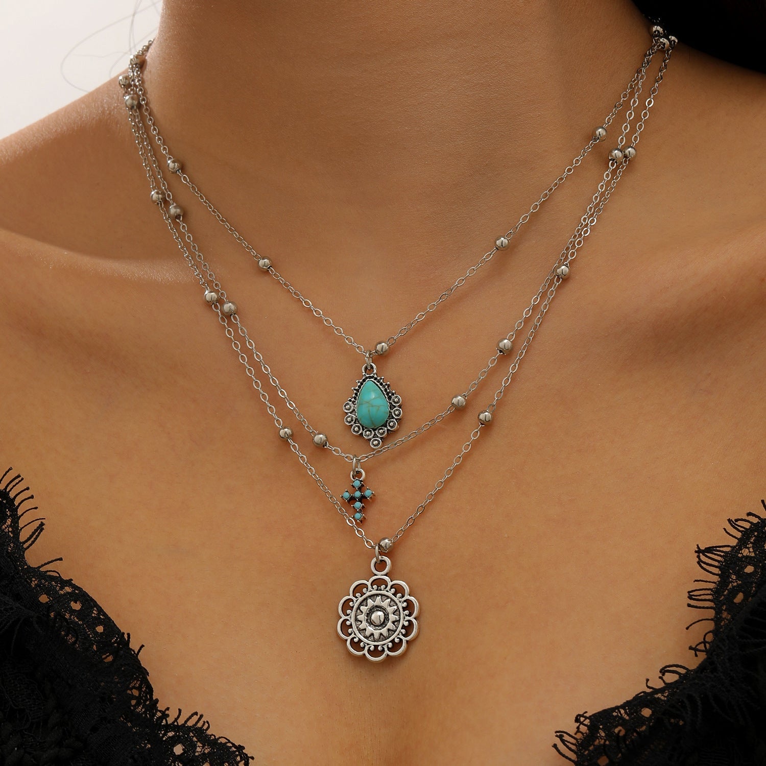 Western Denim Female Style Retro Boots Jewelry Set