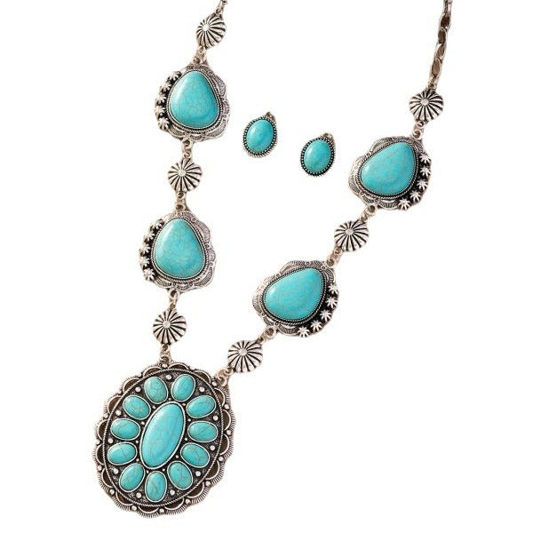 Exaggerated Turquoise Western Style Retro Shaped Rings