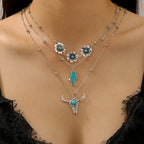 Western Denim Female Style Retro Boots Jewelry Set