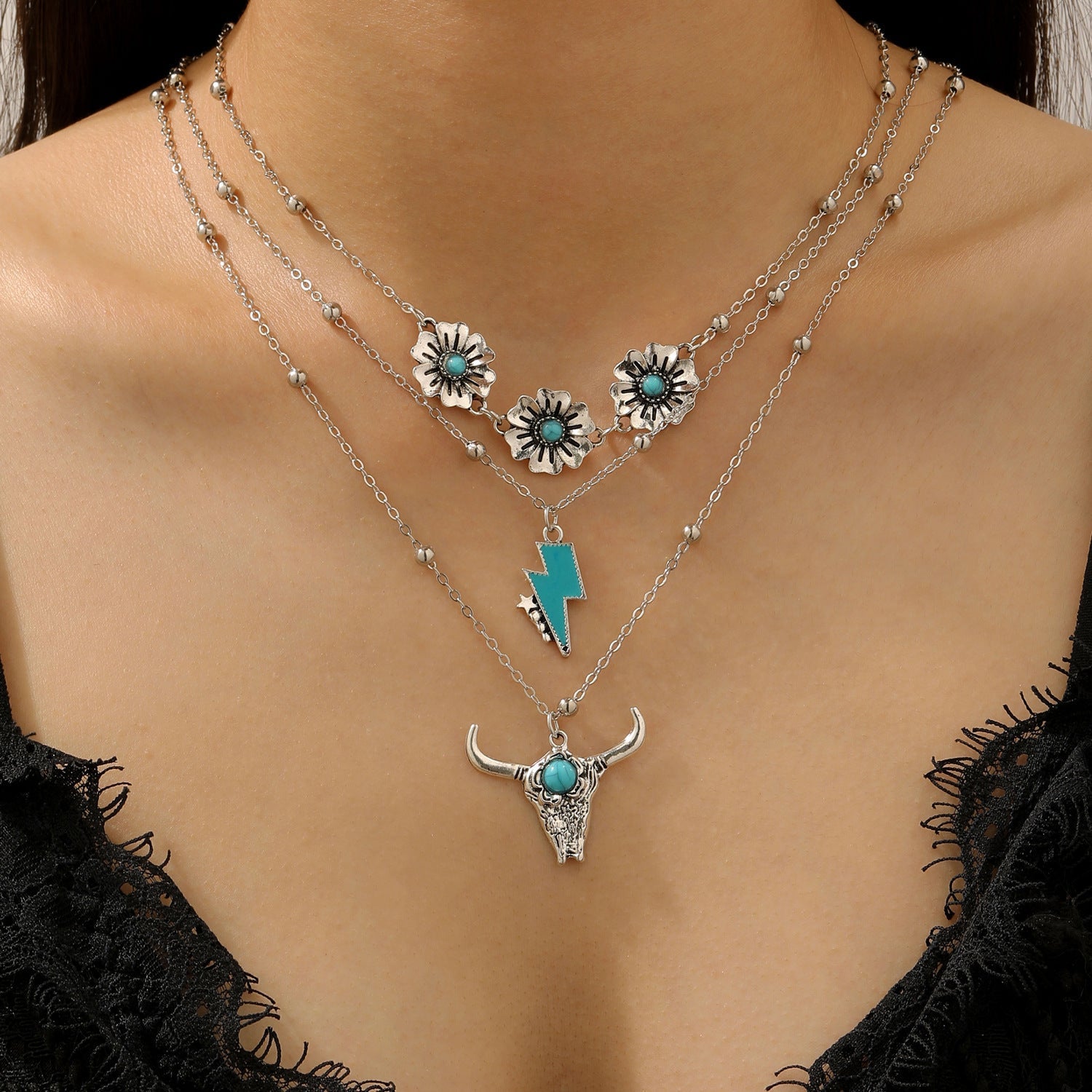 Western Denim Female Style Retro Boots Jewelry Set