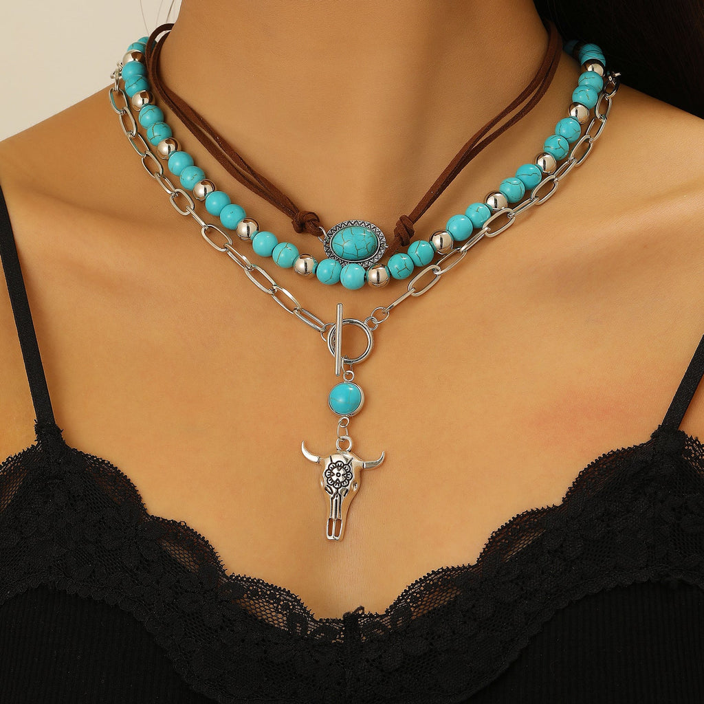 Western Denim Female Style Retro Boots Jewelry Set