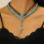 Western Denim Female Style Retro Boots Jewelry Set