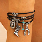 Western Denim Female Style Retro Boots Jewelry Set