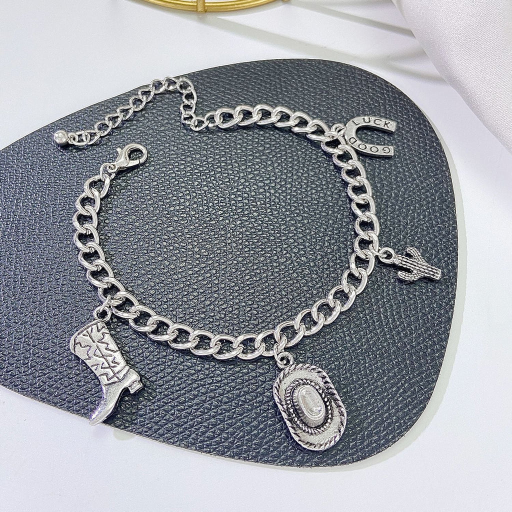 Western Denim Female Style Retro Boots Jewelry Set