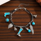 Western Denim Female Style Retro Boots Jewelry Set