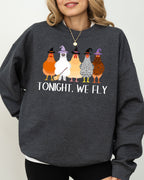 Tonight We Fly Chickens Skeleton Witch Aesthetic Meme Halloween Spooky Costume Sweatshirt