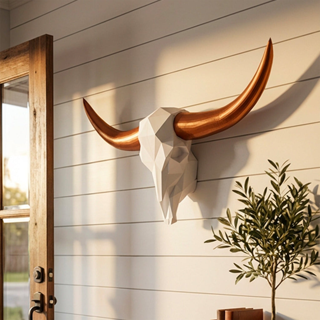 ADG42 Modern Large Steer Skull and Horns Wall Art | 30"