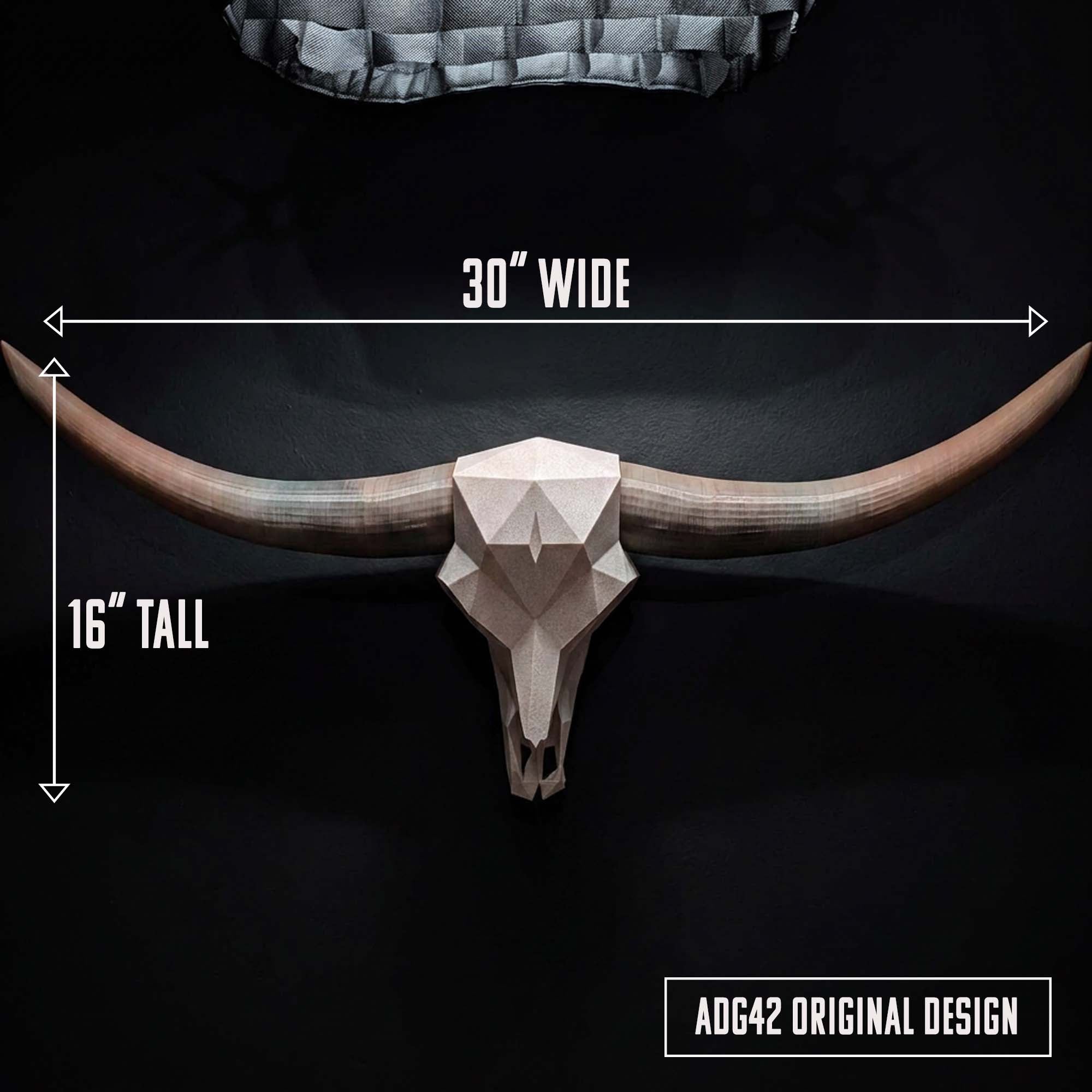 ADG42 Modern Large Steer Skull and Horns Wall Art | 30"