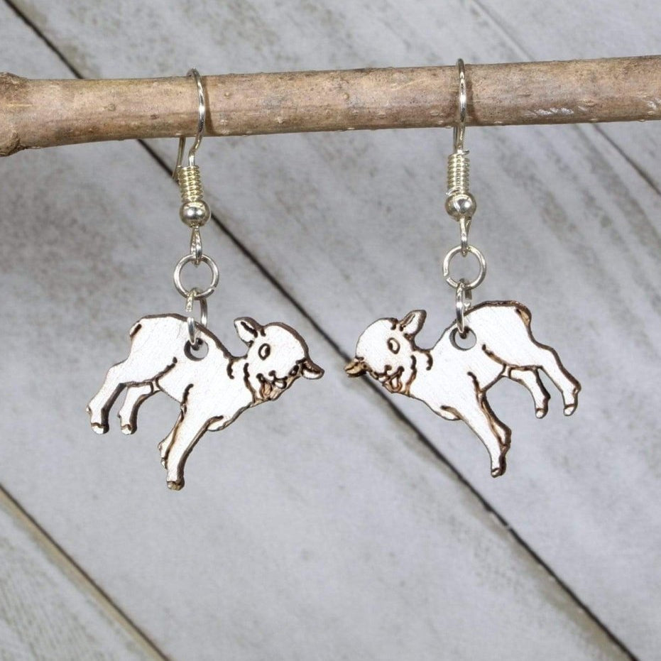 Realistic Lamb Wooden Earrings | Farm Animal Jewelry