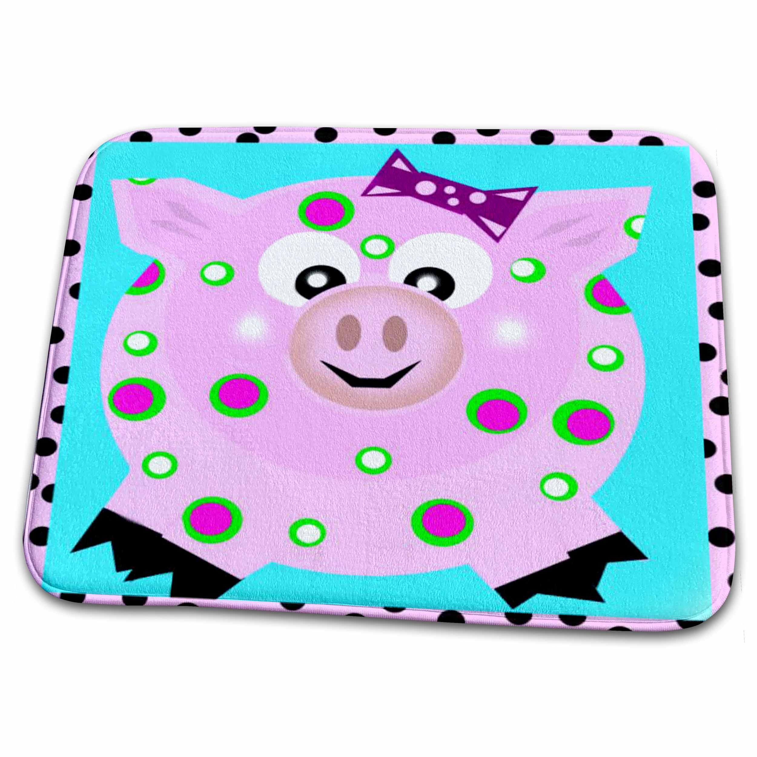 Dish Drying Mat - Speckled pig design Photography - Digital Art
