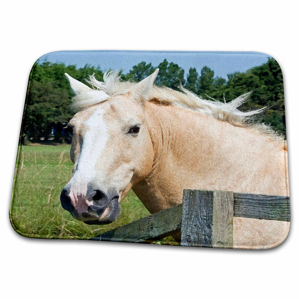 Dish Drying Mat - Print of Light Tan Horse Painting Horse Art