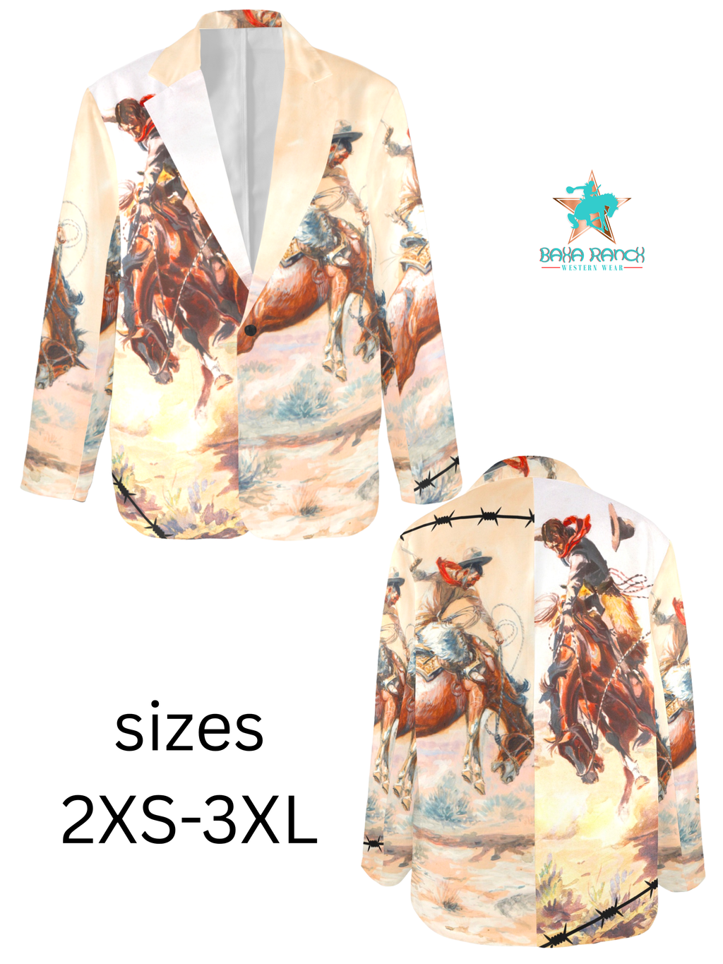 Baha Ranch Yeehaw Cowboy Vintage Western Retro Blazer