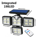 138/198/333/74 LED Solar Lights Outdoor Motion Sensor Human Induction Adjustable Head IP65 Waterproof Solar Power Wall Lamp