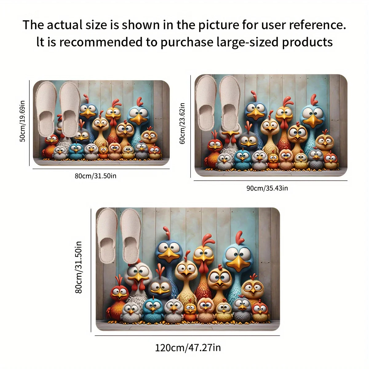 VIKAMA Cute Chicken Family Carpet Cartoon Floor Mat Doormat Rug For Bedroom Living Room Carpet Welcome Mat Outdoor Carpet Home