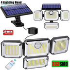 138/198/333/74 LED Solar Lights Outdoor Motion Sensor Human Induction Adjustable Head IP65 Waterproof Solar Power Wall Lamp
