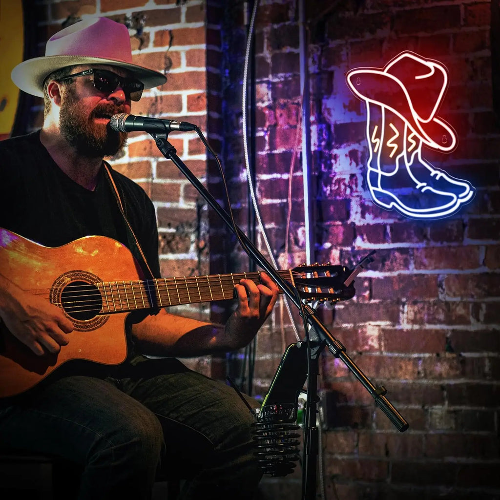 Cowboy Boots LED Neon Sign Western Cowboy Neon Light Wall Decor for Bedroom Bar Office Birthday Christmas Gift for Rodeo Lovers