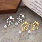 Stainless Steel Earrings 2022 Trend Exquisite Line Horse Design Pearl Charms Pendants Earrings For Women Jewelry Party Gifts NEW