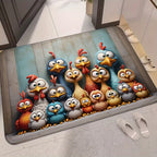 VIKAMA Cute Chicken Family Carpet Cartoon Floor Mat Doormat Rug For Bedroom Living Room Carpet Welcome Mat Outdoor Carpet Home