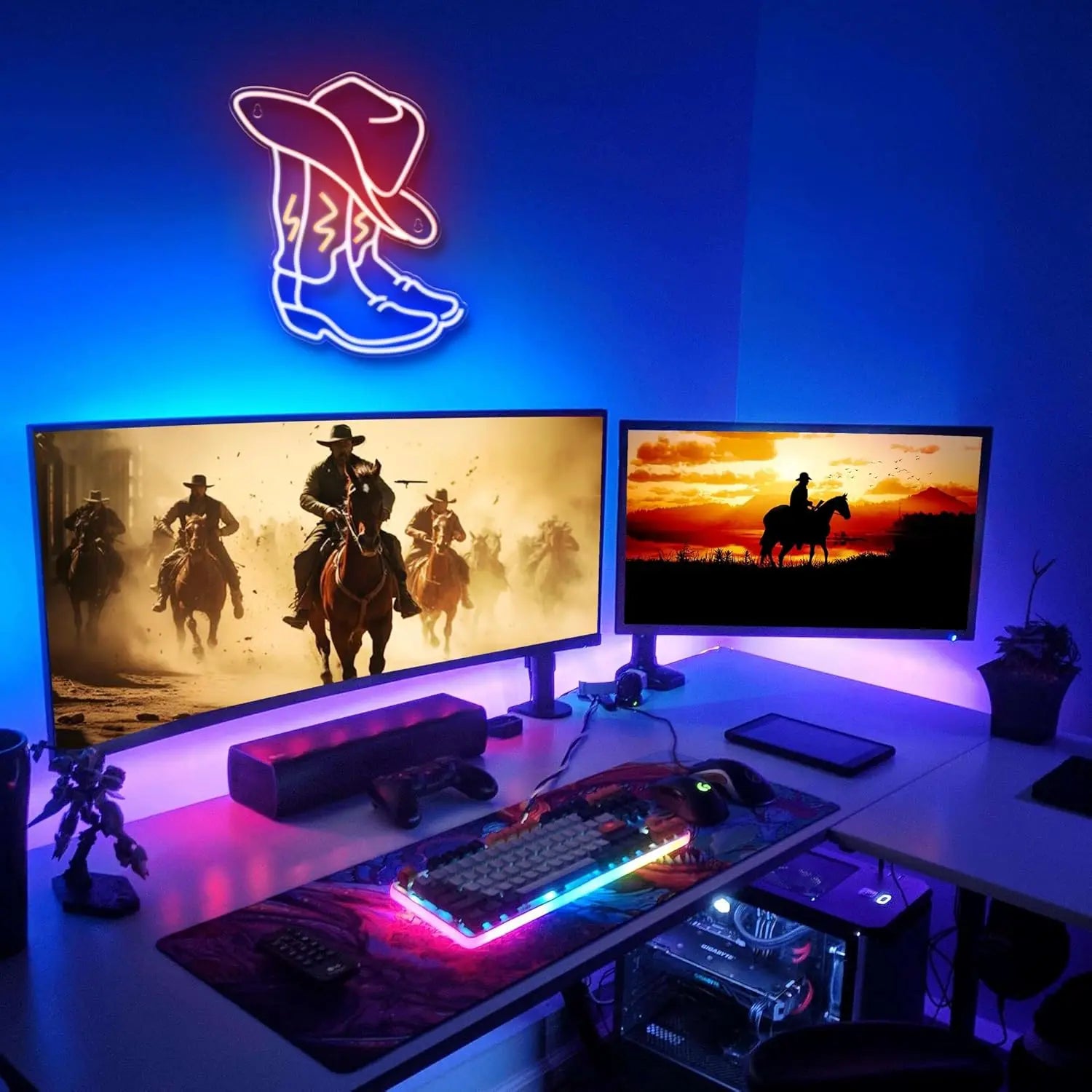 Cowboy Boots LED Neon Sign Western Cowboy Neon Light Wall Decor for Bedroom Bar Office Birthday Christmas Gift for Rodeo Lovers