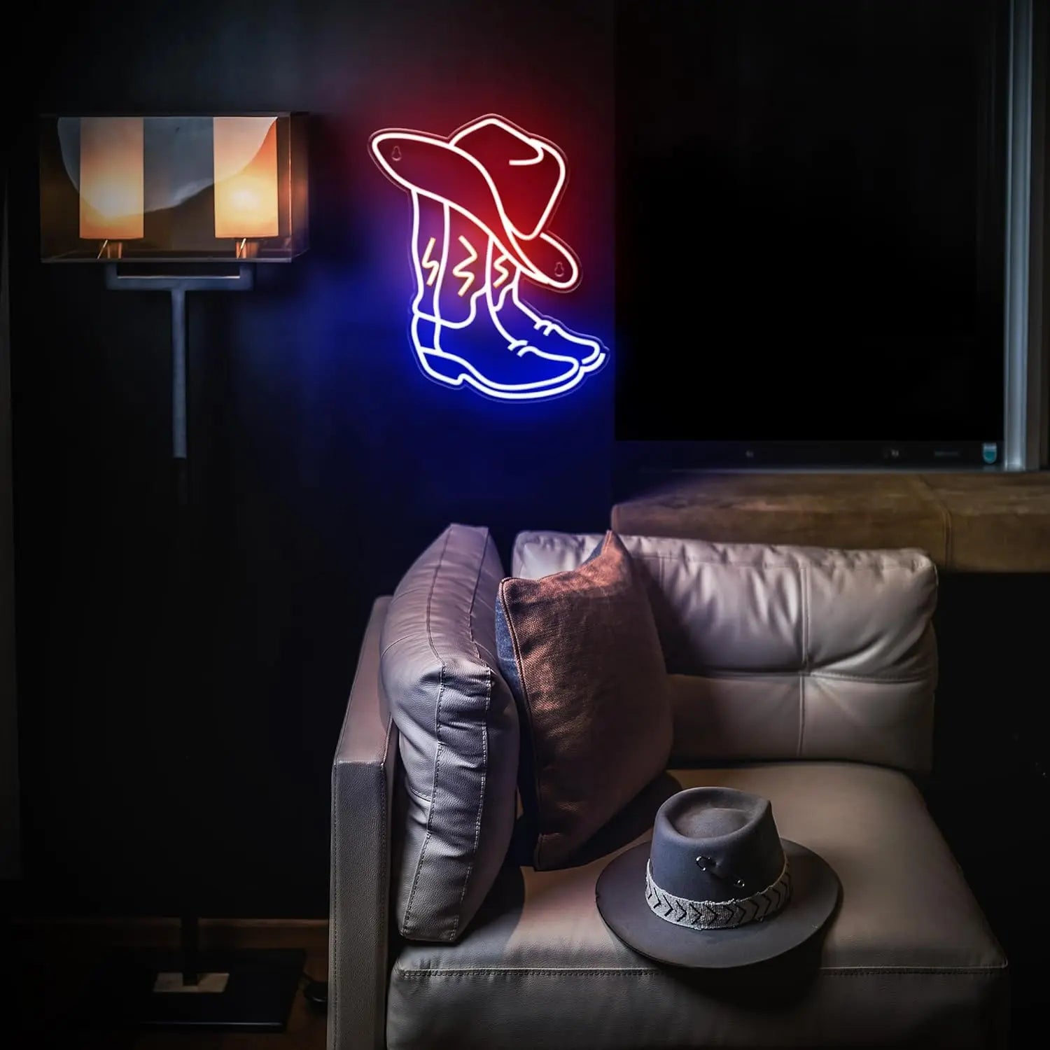 Cowboy Boots LED Neon Sign Western Cowboy Neon Light Wall Decor for Bedroom Bar Office Birthday Christmas Gift for Rodeo Lovers