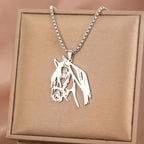 Stainless Steel Necklaces Animals Horse's Head Pendant Choker Chain Men  Atmospheric Fashion Hip Hop Necklace For Women Jewelry