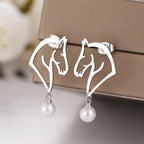 Stainless Steel Earrings 2022 Trend Exquisite Line Horse Design Pearl Charms Pendants Earrings For Women Jewelry Party Gifts NEW