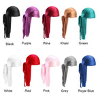 Adjustable Men Women Chemo Cap Pre-Tied Headwrap Bandana Silk Durag Pirate Hat Turban Hijab