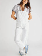 Fashion Denim Overalls for Women Loose Fit Classic Bib Casual Jean Stretchy Denim Overall Jumpsuit Tapered Leg Jean Pants