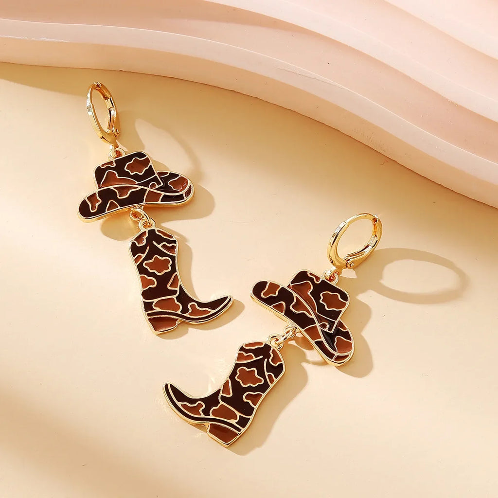 Western Cowboy Boots and Hat Drop Earrings | Vintage Punk Jewelry for Women