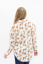 Kathryn Button-Up, Horse Print