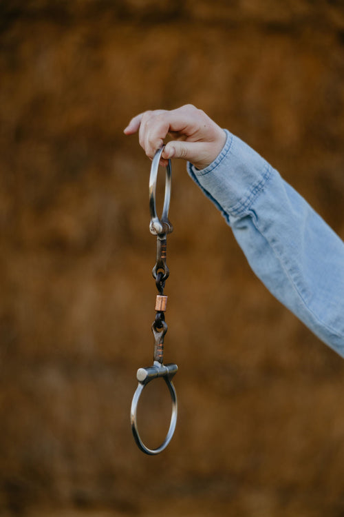 "Signature" Dogbone Roller Sweet Iron Dee Snaffle Bit w/Copper Inlay