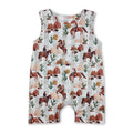 Sleeveless cows cactus western baby boy summer romper