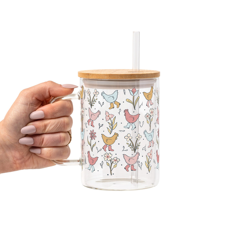Funky Chickens Glass Cup